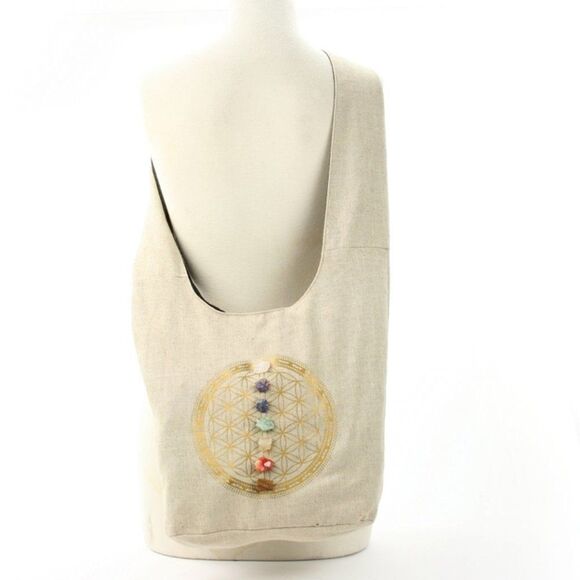 Sacred Geometry 7 Chakras Crystals Hobo Bag in Canvas - Picture 5 of 5